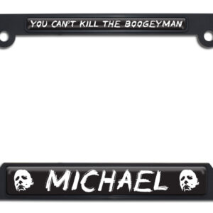 Michael Myers Boogeyman Halloween Movie Shiny Black Open Corner 2026 License Plate Frame