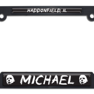Michael Myers Haddonfield Halloween Movie Shiny Black Open Corner 2026 License Plate Frame