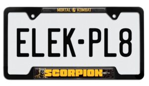 Mortal Kombat Scorpion Black Open 2026 License Plate Frame