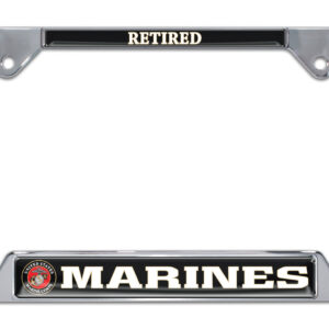 Full-Color Marines Retired Open 2026 License Plate Frame