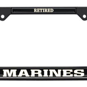 Full-Color Marines Retired Black 2026 License Plate Frame