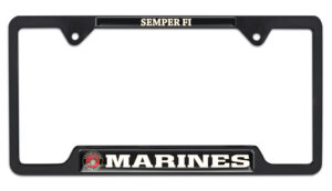 Full-Color Marines Semper Fi Black Open 2026 License Plate Frame