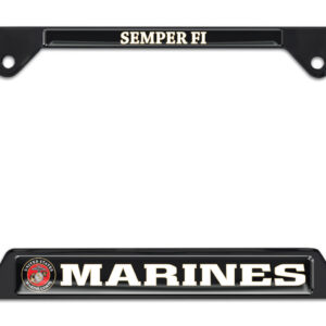 Full-Color Marines Semper Fi Black Open 2026 License Plate Frame