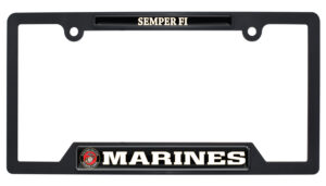 Full-Color Marines Semper Fi Black Open 2026 License Plate Frame