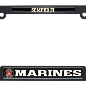 Full-Color Marines Semper Fi Black Open 2026 License Plate Frame
