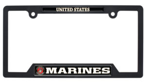 US Marines Black Open 2026 License Plate Frame