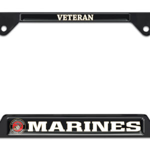 Full-Color Marines Veteran Black Open 2026 License Plate Frame