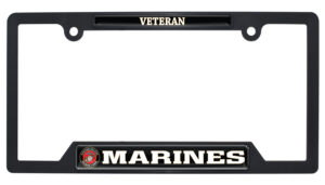 Marines Veteran Black Open 2026 License Plate Frame