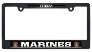 Full-Color Marines Veteran Black 2026 License Plate Frame