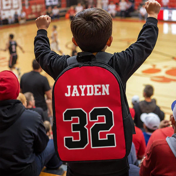 Unique Personalized Backpack Red Athletic Jersey Style for Students and Athletes with Custom Name and Number 3 Unique Personalized Backpack Red Athletic Jersey Style for Students and Athletes with Custom Name and Number - Image 3