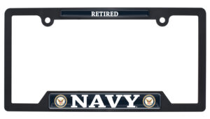 Navy Retired Black Open 2026 License Plate Frame