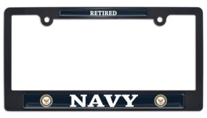 Full-Color Navy Retired Black 2026 License Plate Frame