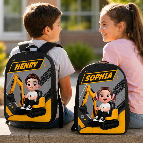Custom Printed Excavator Ride Backpack for Students and Daycare with Personalized Name 6 Custom Printed Excavator Ride Backpack for Students and Daycare with Personalized Name - Image 6