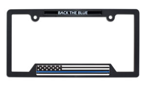 Police Flag Open Corners Black 2026 License Plate Frame
