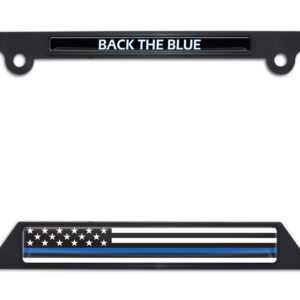 Police Flag Open Corners Black 2026 License Plate Frame