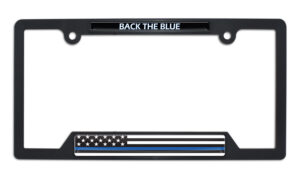Police Flag Open Corners Black 2026 License Plate Frame