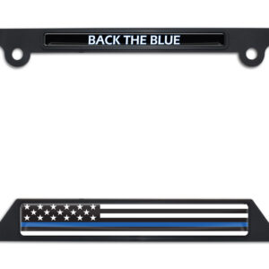 Police Flag Open Corners Black 2026 License Plate Frame