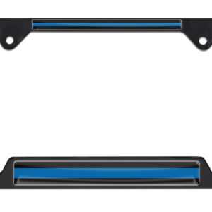 Police Blue Line Open Corners Black 2026 License Plate Frame