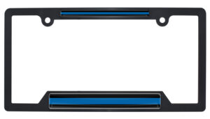 Police Blue Line Open Corners Black 2026 License Plate Frame