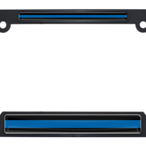 Police Blue Line Open Corners Black 2026 License Plate Frame