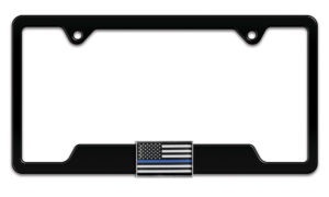 Modern Police Flag Black Open 2026 License Plate Frame