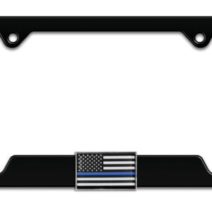 Modern Police Flag Black Open 2026 License Plate Frame