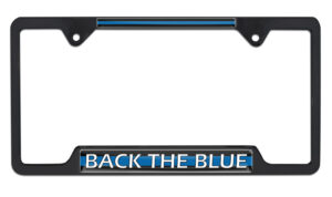Police Back the Blue Open Corners Black 2026 License Plate Frame