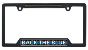 Back the Blue Black Open Corners 2026 License Plate Frame