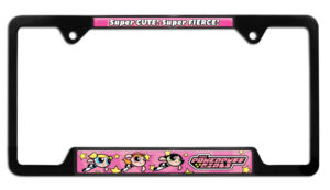 Powerpuff Girls Cute and Fierce Black Open 2026 License Plate Frame