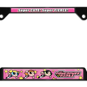 Powerpuff Girls Cute and Fierce Black Open 2026 License Plate Frame