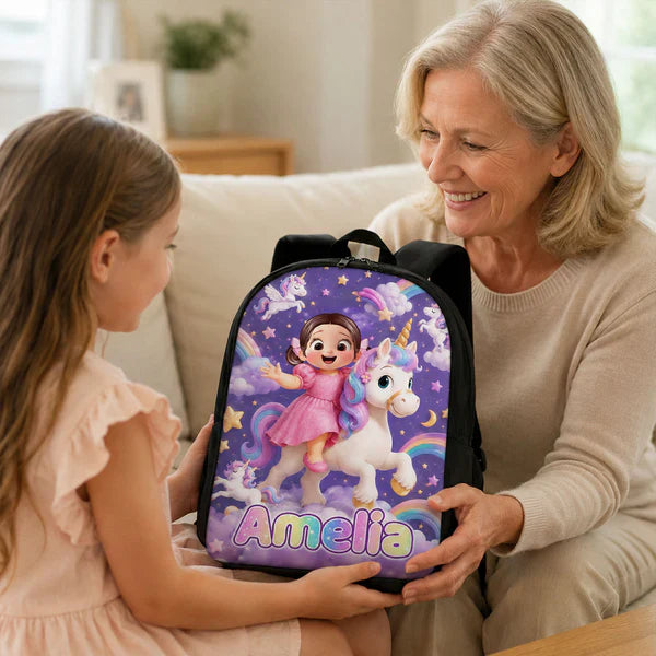Custom Printed Girl Riding Unicorn Backpack for Students with Personalized Name 7 Custom Printed Girl Riding Unicorn Backpack for Students with Personalized Name - Image 7