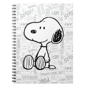 Peanuts Snoopy on Black White Comics Notebook