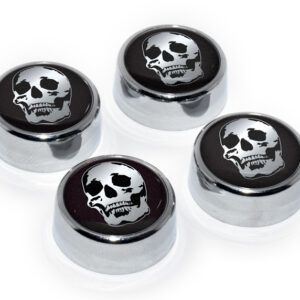 MetalHead Skull 2026 License Plate Frame Screw Caps