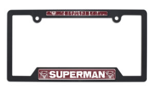 Superman Distressed Open Corners Black 2026 License Plate Frame