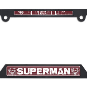 Superman Distressed Open Corners Black 2026 License Plate Frame