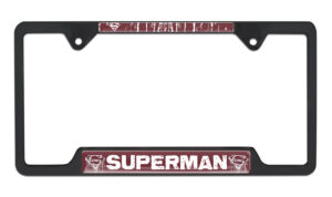 Superman Distressed Open Black 2026 License Plate Frame