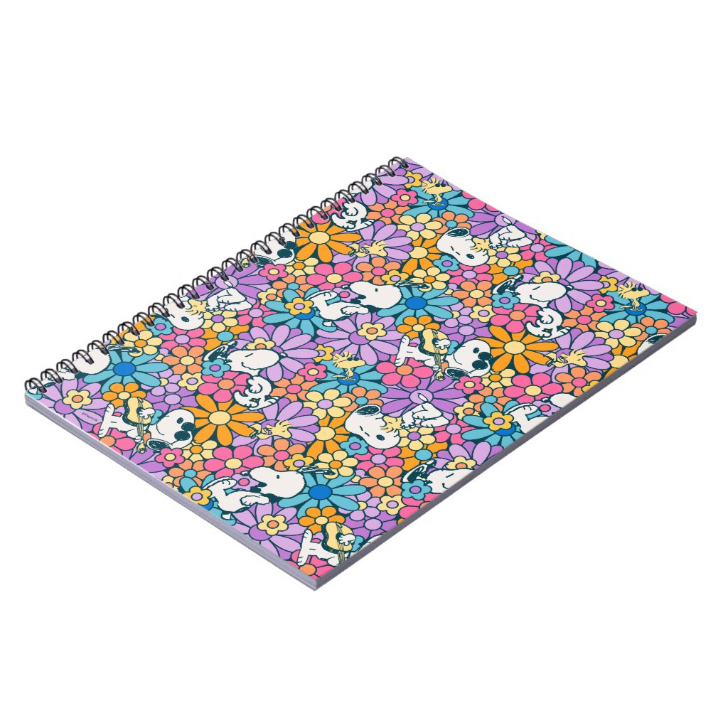 Snoopy And Woodstock Flower Pattern Notebook 2 Snoopy And Woodstock Flower Pattern Notebook