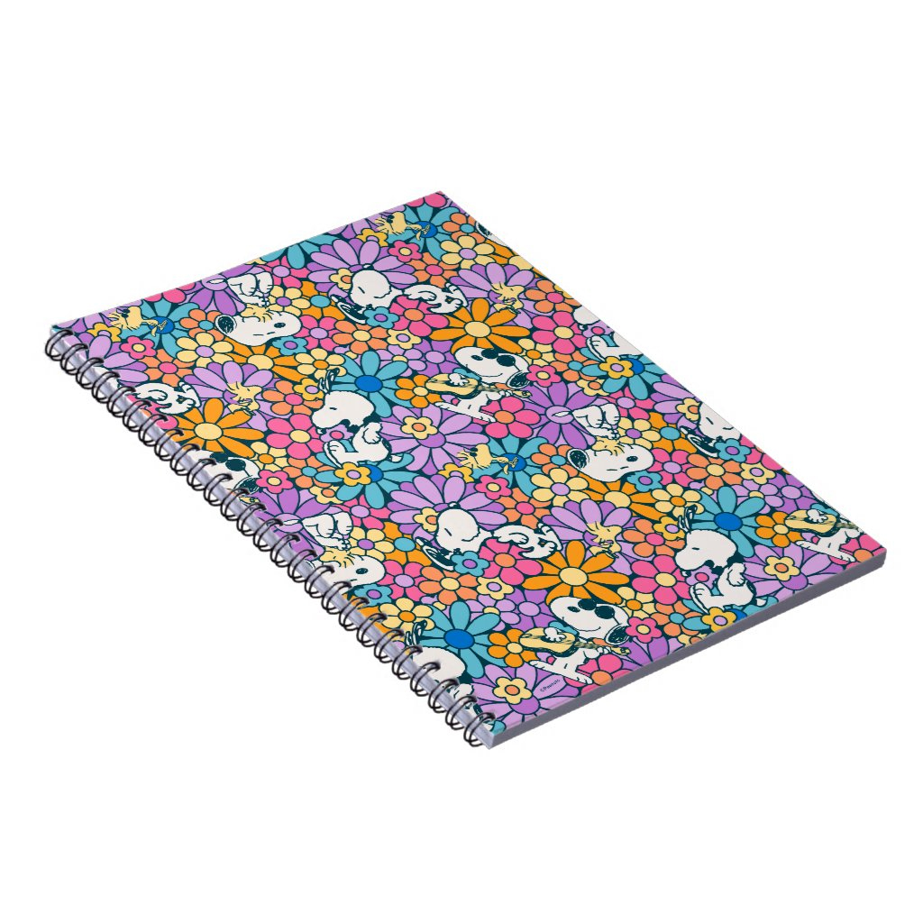 Snoopy And Woodstock Flower Pattern Notebook 3 Snoopy And Woodstock Flower Pattern Notebook