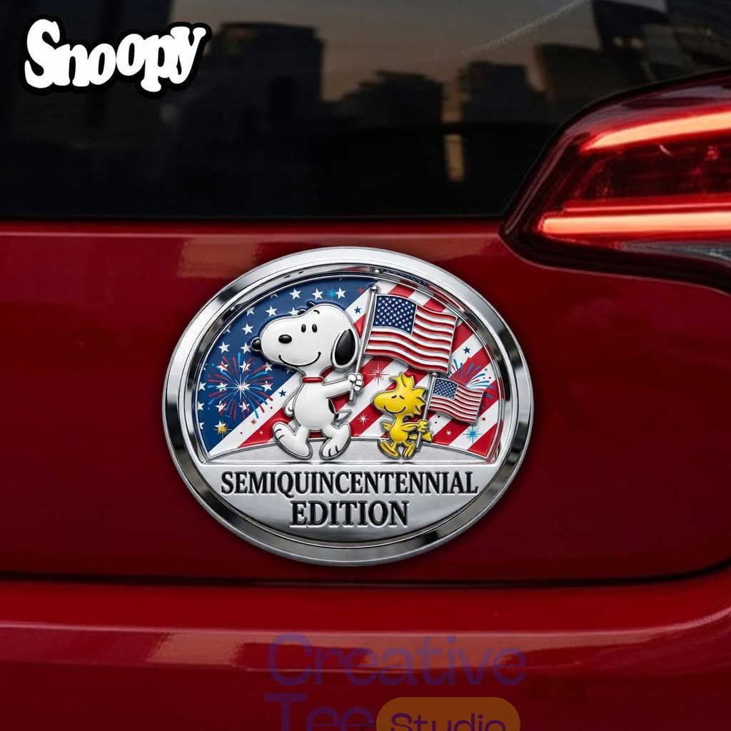 Unique Snoopy x US 250 Years Anniversary Car Name Badge Emblem 2 Snoopy x US 250 Years Anniversary Car Name Badge Emblem
