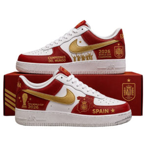 Spain 2026 World Cup Champions Air Force 1 Shoes Sneakers for Soccer Fans