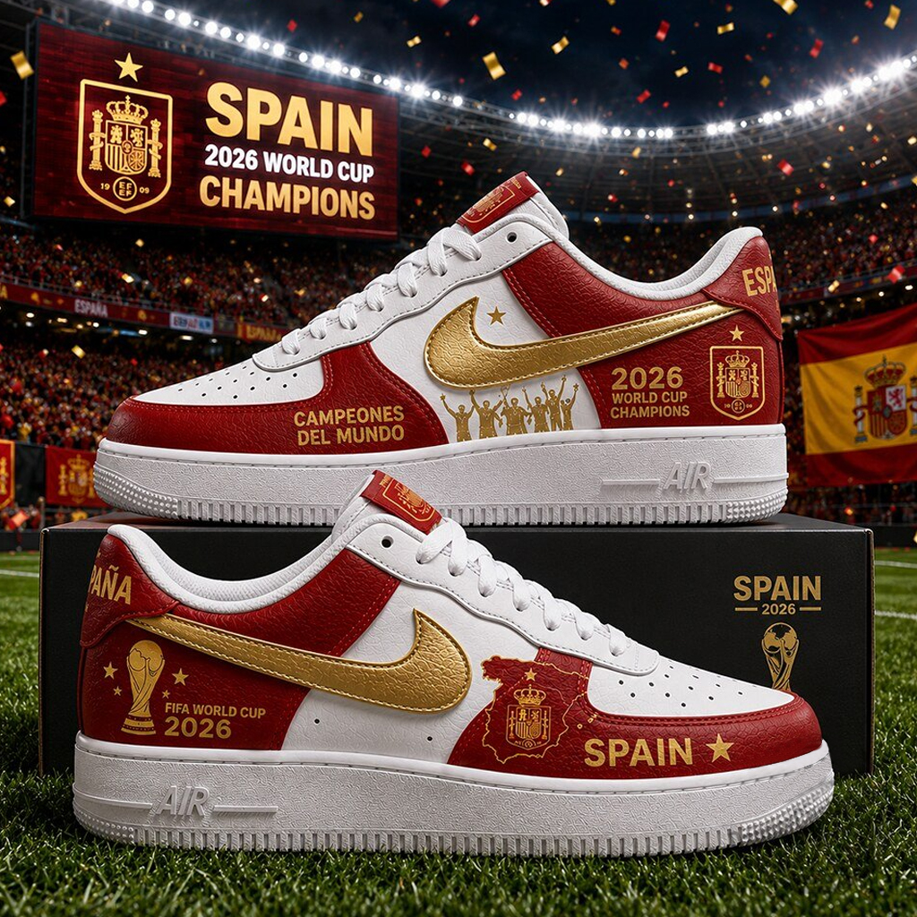Spain 2026 World Cup Champions Air Force 1 Shoes Sneakers for Soccer Fans 2 Spain 2026 World Cup Champions Air Force 1 Shoes Sneakers for Soccer Fans - Image 2