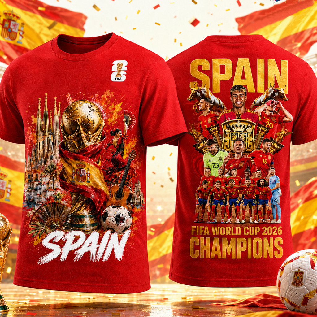 Spain World Cup 2026 Champions Graphic Shirt for Soccer Fans 2 Spain World Cup 2026 Champions Graphic Shirt for Soccer Fans - Image 2