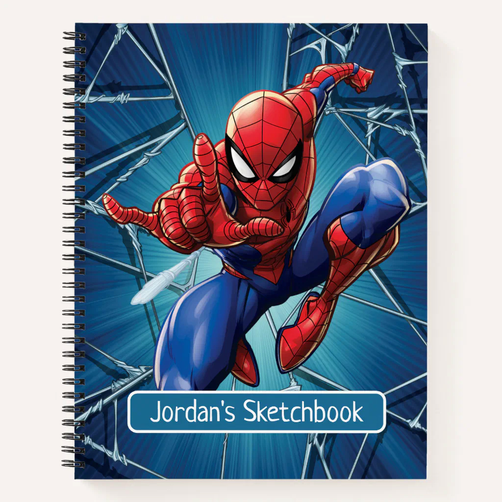 Custom Name Spider-Man Web-Shooting Leap Drawing Notebook 1 Spider-Man Web-Shooting Leap Drawing Notebook