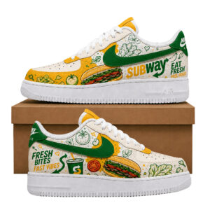 Subway Eat Fresh Feel Good Fresh Bites Fast Vibes Air Force 1 Shoes Sneakers for Food Lovers