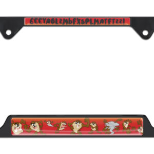 Tasmanian Devil Open Corners Black 2026 License Plate Frame