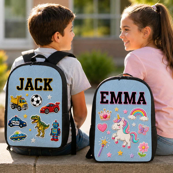 Custom Printed Cute Patches Design Backpack for Students with Personalized Name 5 Custom Printed Cute Patches Design Backpack for Students with Personalized Name - Image 5
