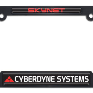 Terminator Skynet Cyberdyne System Shiny Black Open Corner 2026 License Plate Frame