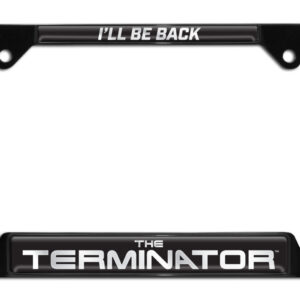 Terminator I'll Be Back Shiny Black Open Corners 2026 License Plate Frame