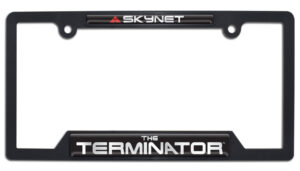 Terminator Skynet Shiny Black Open Corner 2026 License Plate Frame