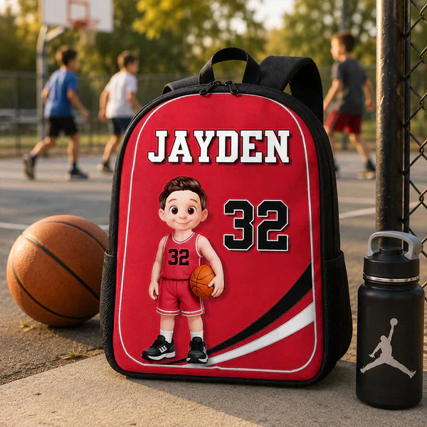 Unique Custom School Backpack Printed Basketball Player Design for Students and Athletes with Personalized Name and Number 2 Unique Custom School Backpack Printed Basketball Player Design for Students and Athletes with Personalized Name and Number - Image 2